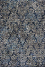 8'X11' Slate Blue Machine Woven Damask Indoor Area Rug