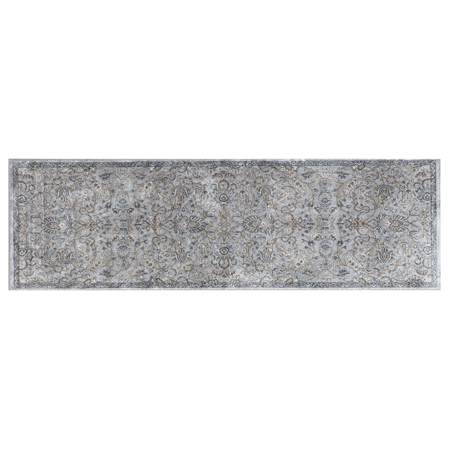 8'X11' Silver Blue Machine Woven Traditional Floral Indoor Area Rug