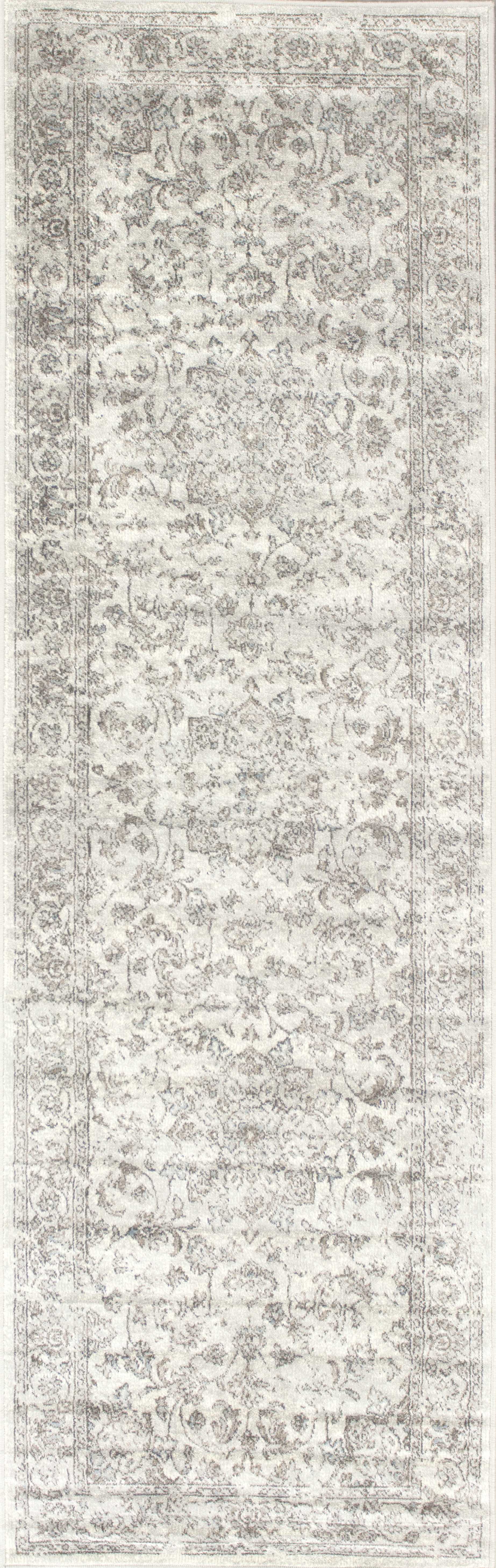 5' X 8' Silver Medallion Bordered Viscose Indoor Area Rug