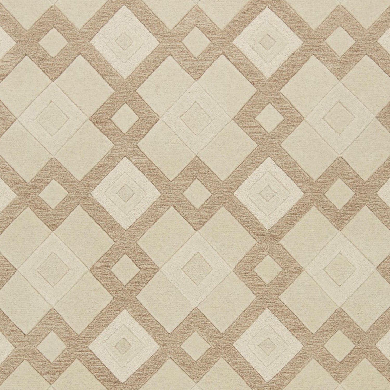 8'X11' Ivory Hand Tufted Geometric Diamond Pattern Indoor Area Rug