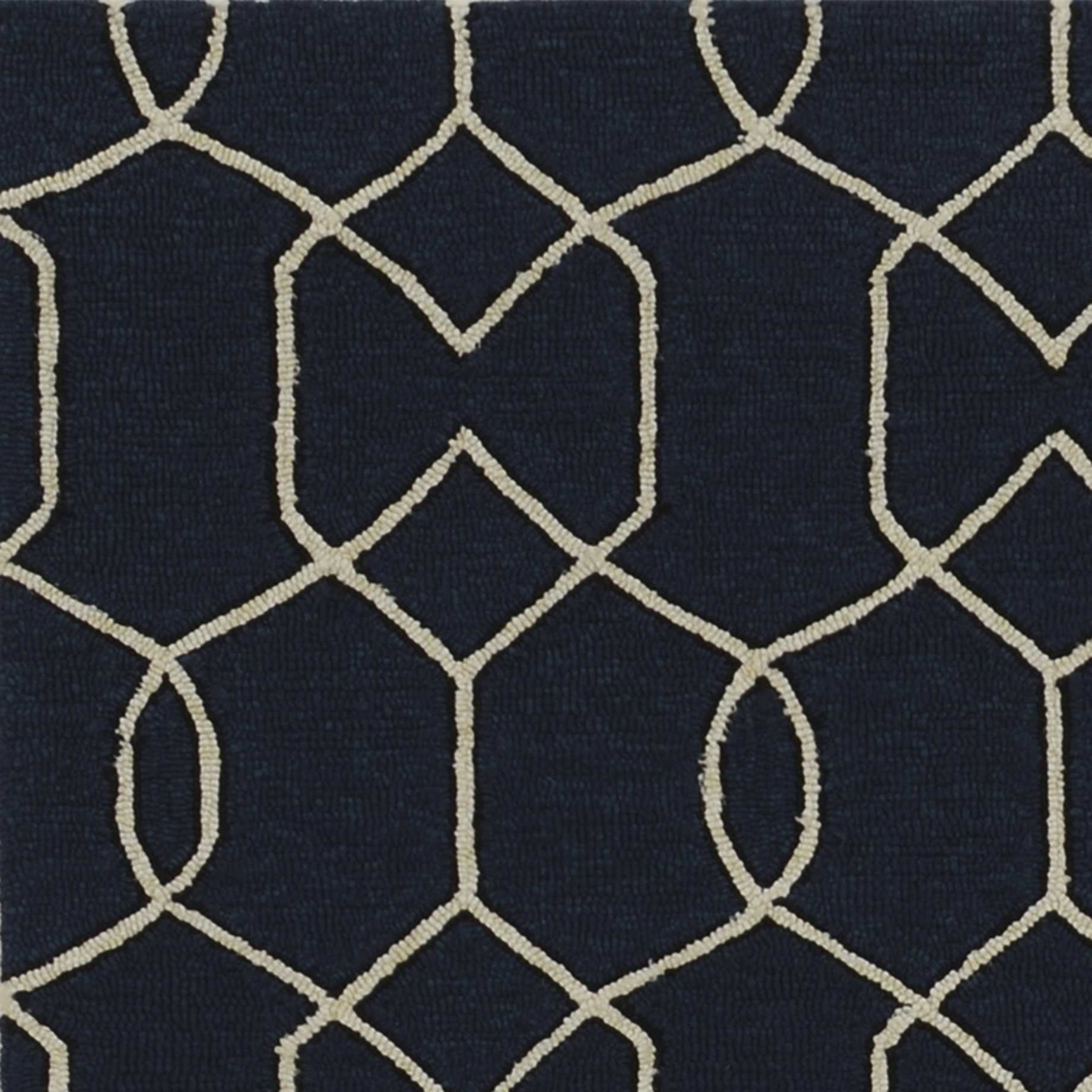 5' X 7' Navy Geometric Trellis Uv Treated Indoor Area Rug