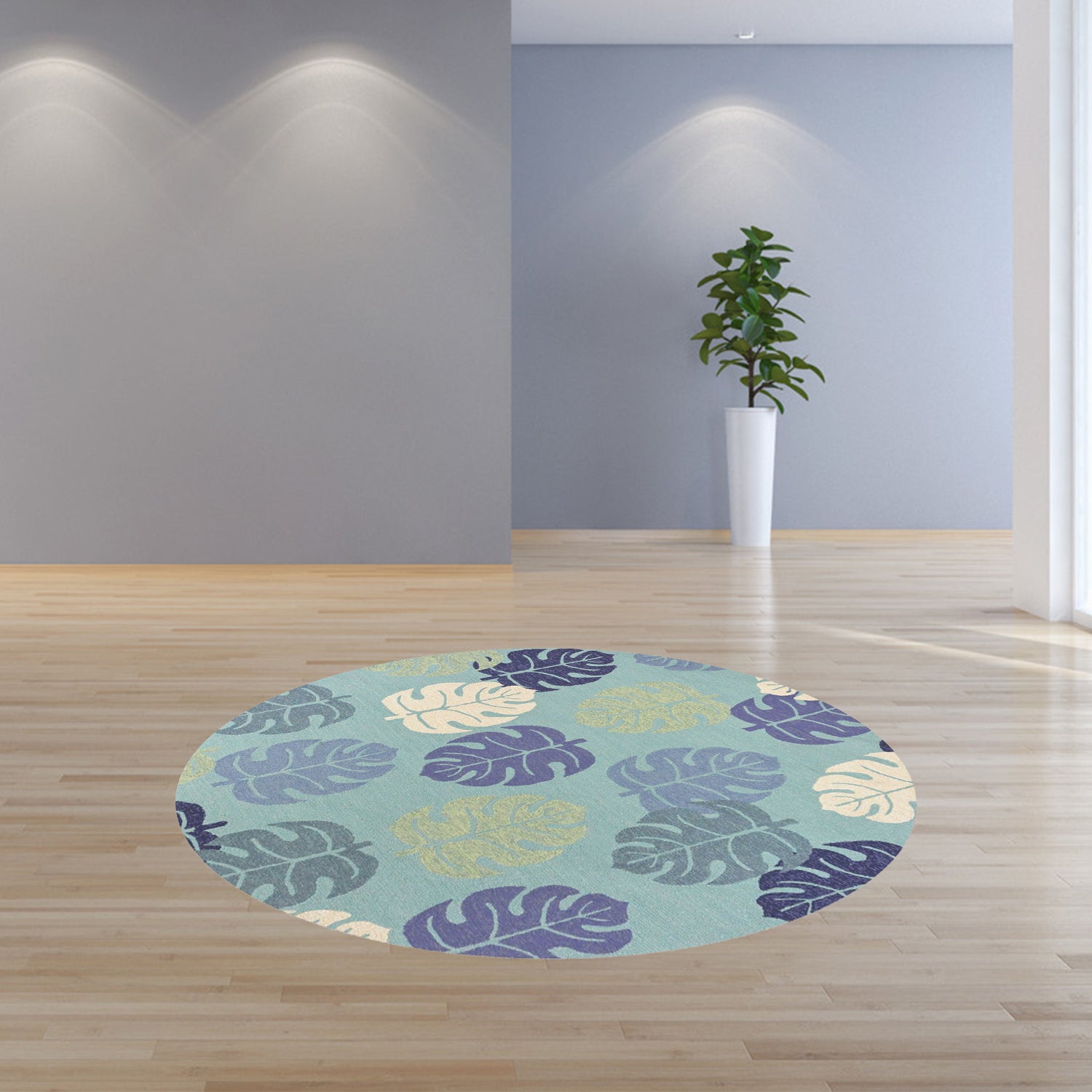 7' X 9'  Uv Treated Polypropylene Turquoise Area Rug