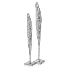 Rough Silver Tall Thin Set Of 2 Leaves