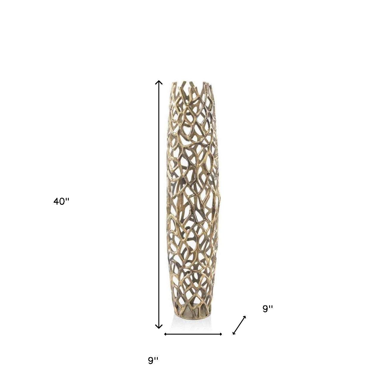 47" Modern Rustic Gold Twigs Barrel Style Floor Vase