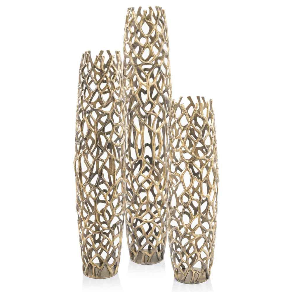 47" Modern Rustic Gold Twigs Barrel Style Floor Vase