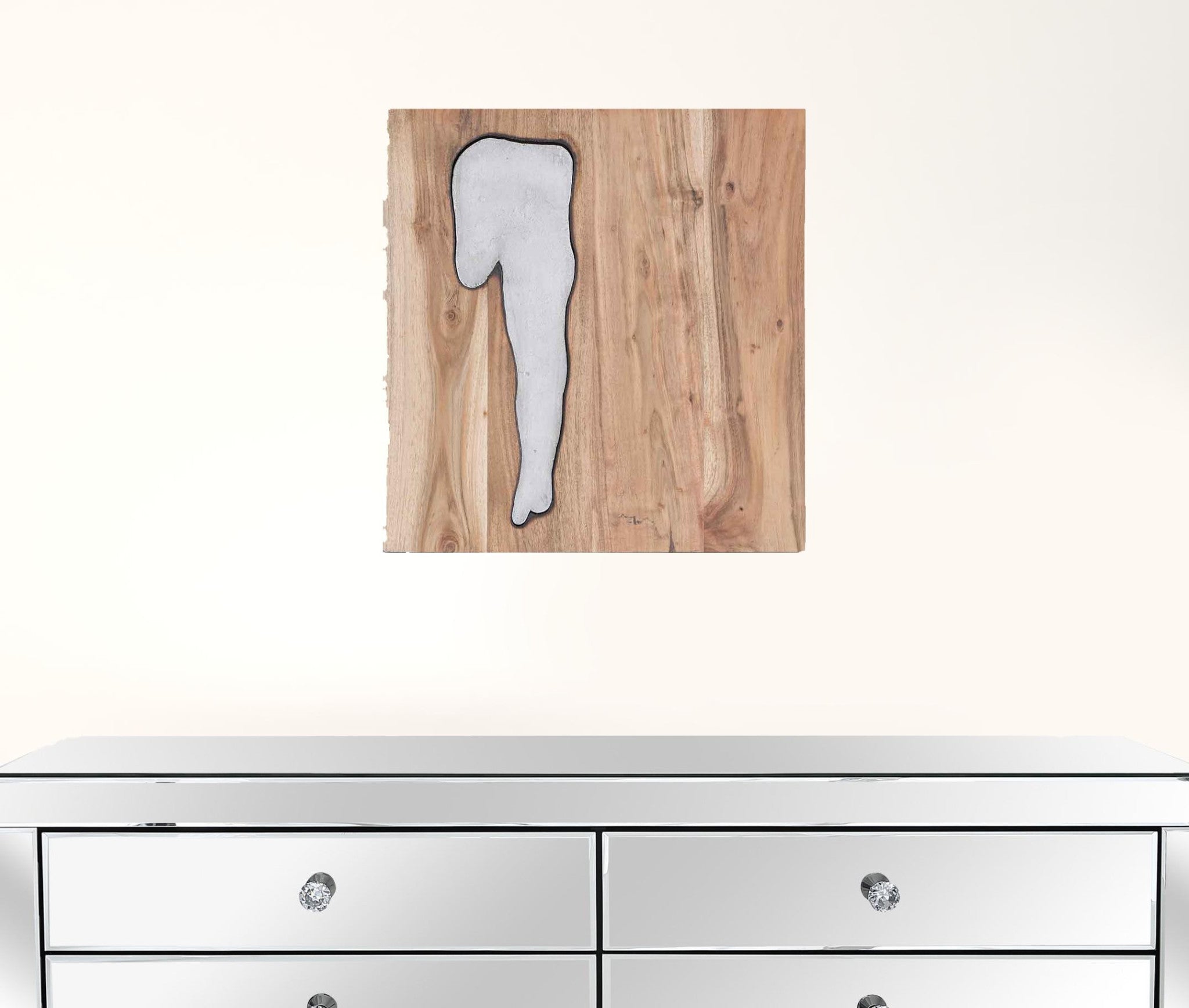 13" X 13" X 1" Silver Natural Wood And Metal Wall Tile