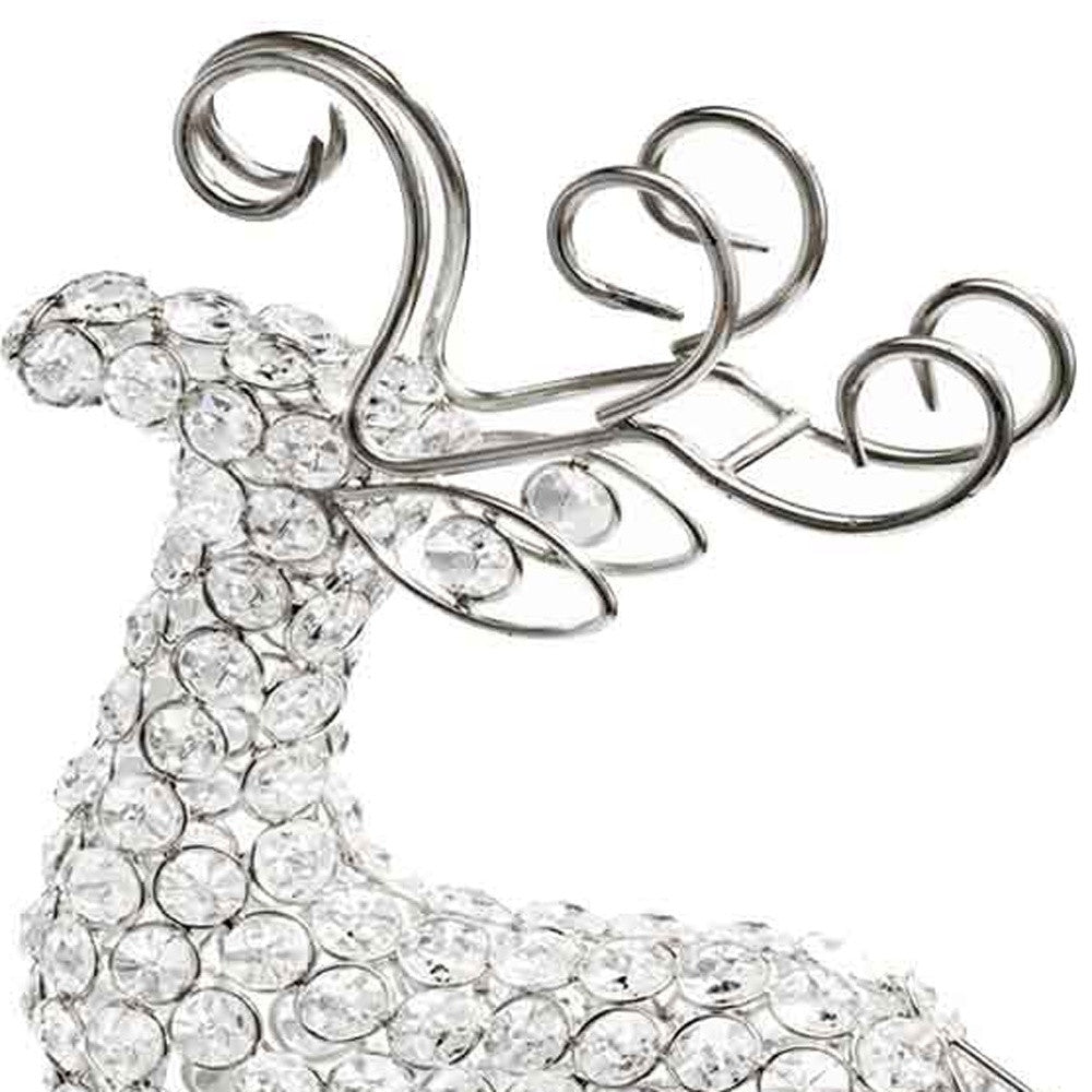 19" Silver Faux Crystal Bling Reindeer