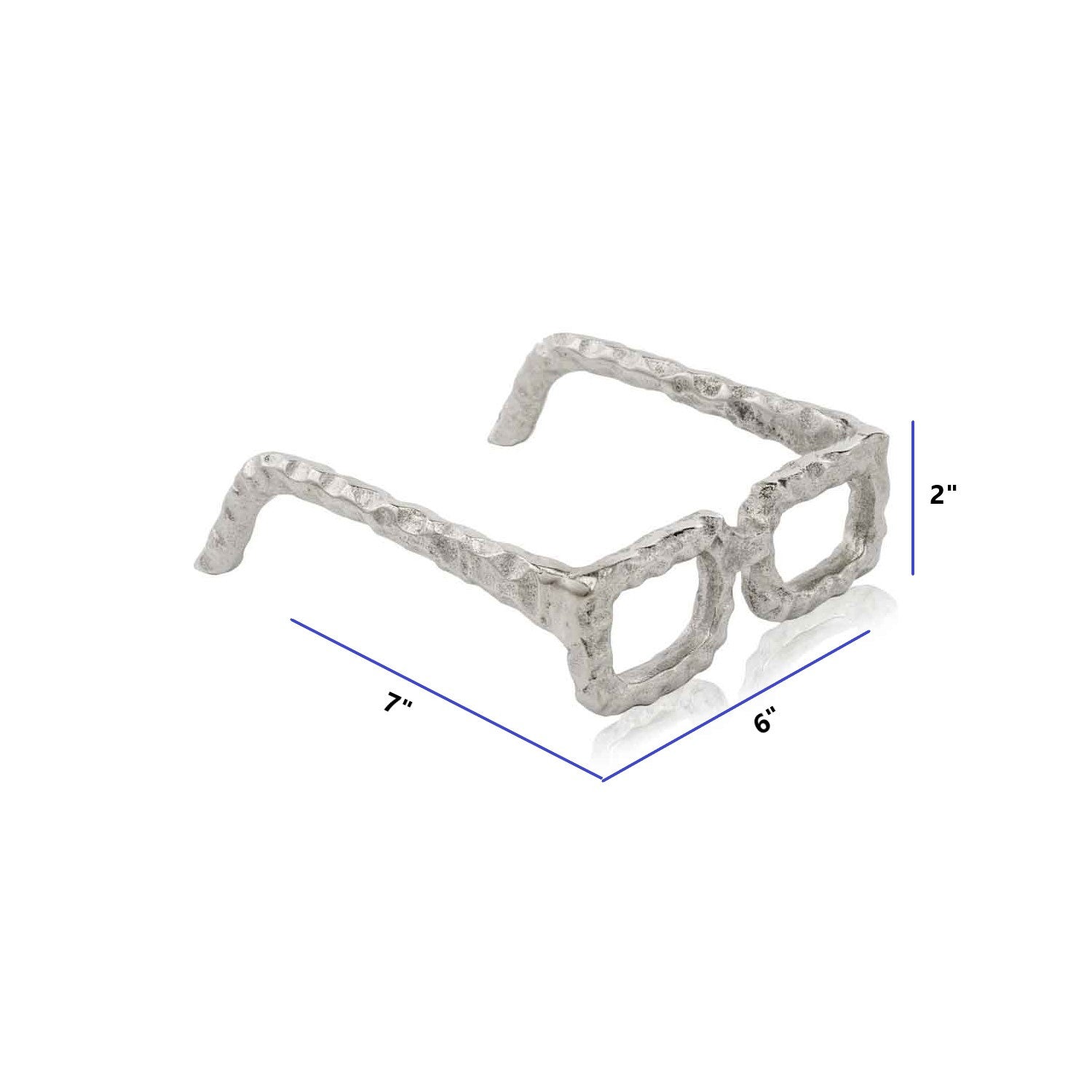 2" Silver Buffed Aluminum Decorative Eyeglasses