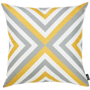 Yellow And Gray Geometric Decorative Throw Pillow Cover