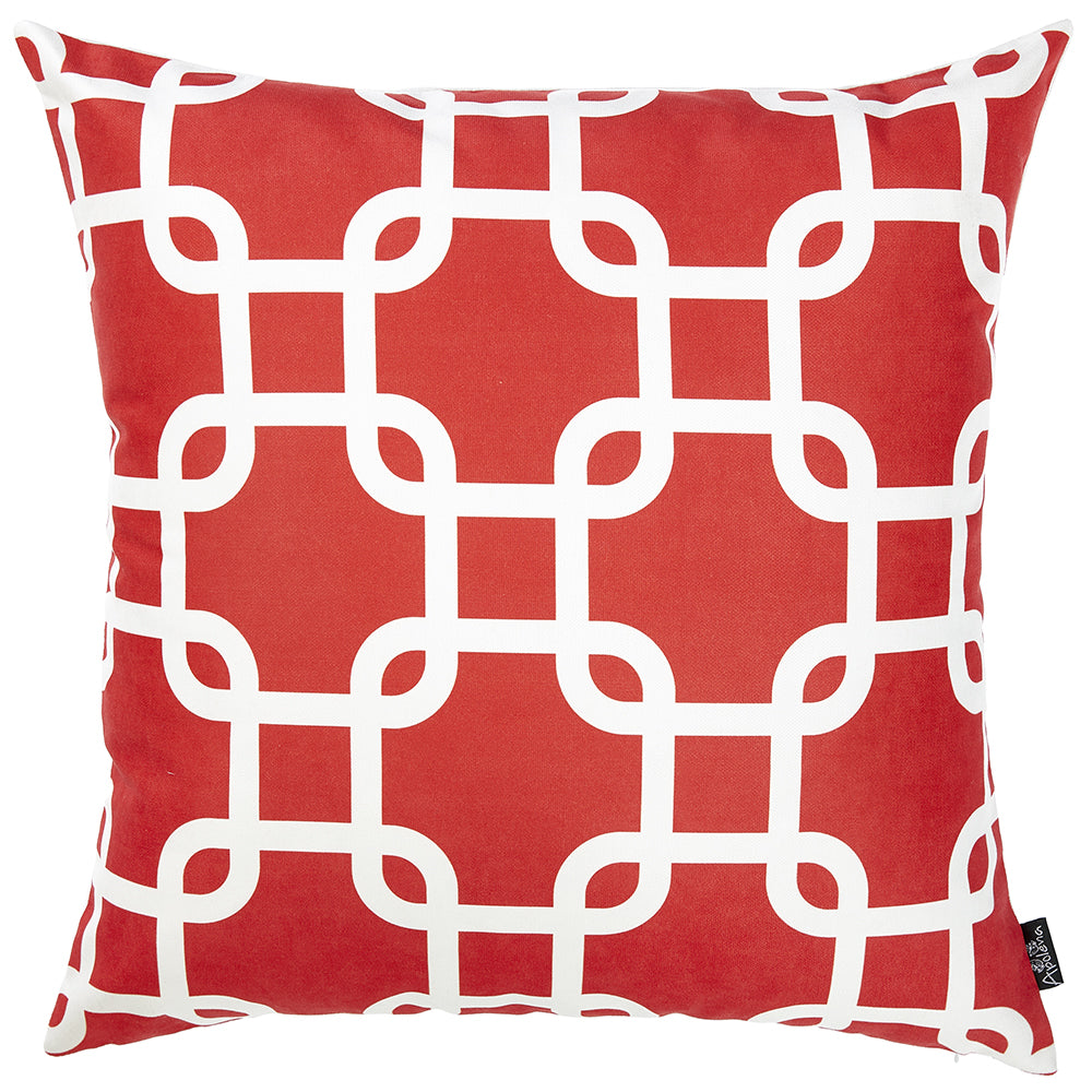 Red Lattice Decorative Throw Pillow Cover