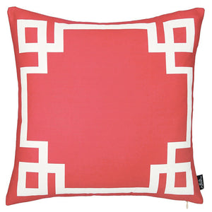 Square Red And White Geometric Decorative Throw Pillow Cover