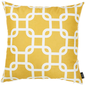 Yellow And White Lattice Decorative Throw Pillow Cover