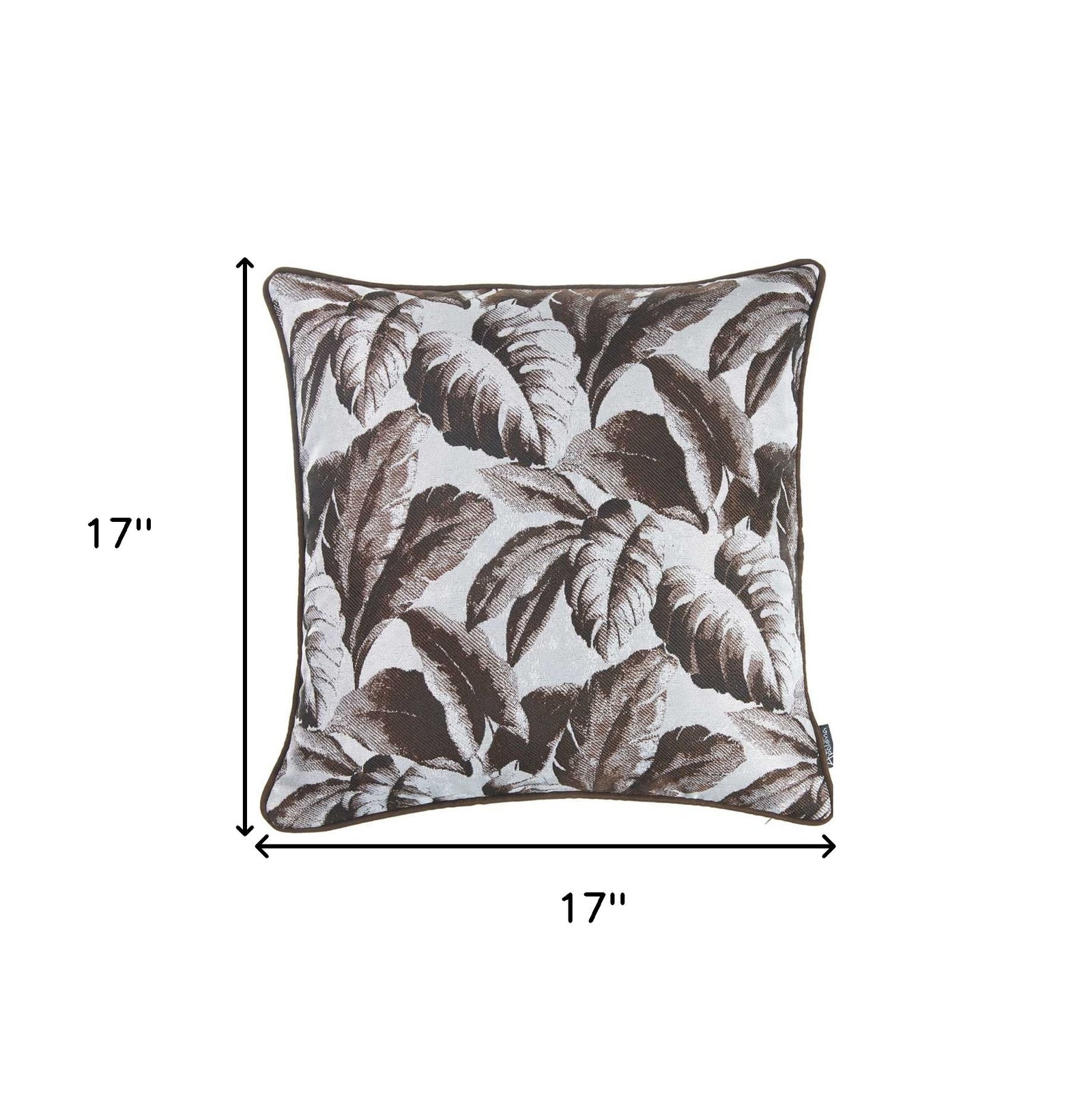 Brown Jacquard Tropical Leaf Decorative Throw Pillow Cover
