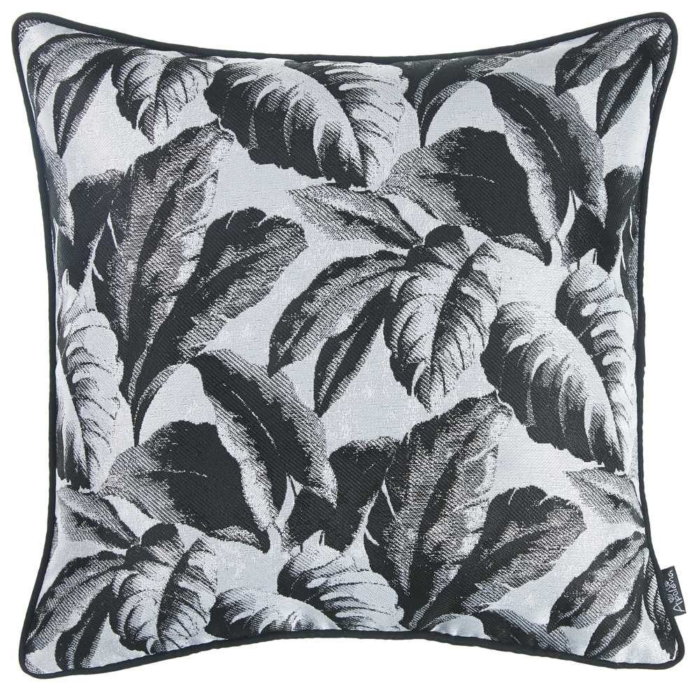 Black And White Tropical Leaf Decorative Throw Pillow Cover