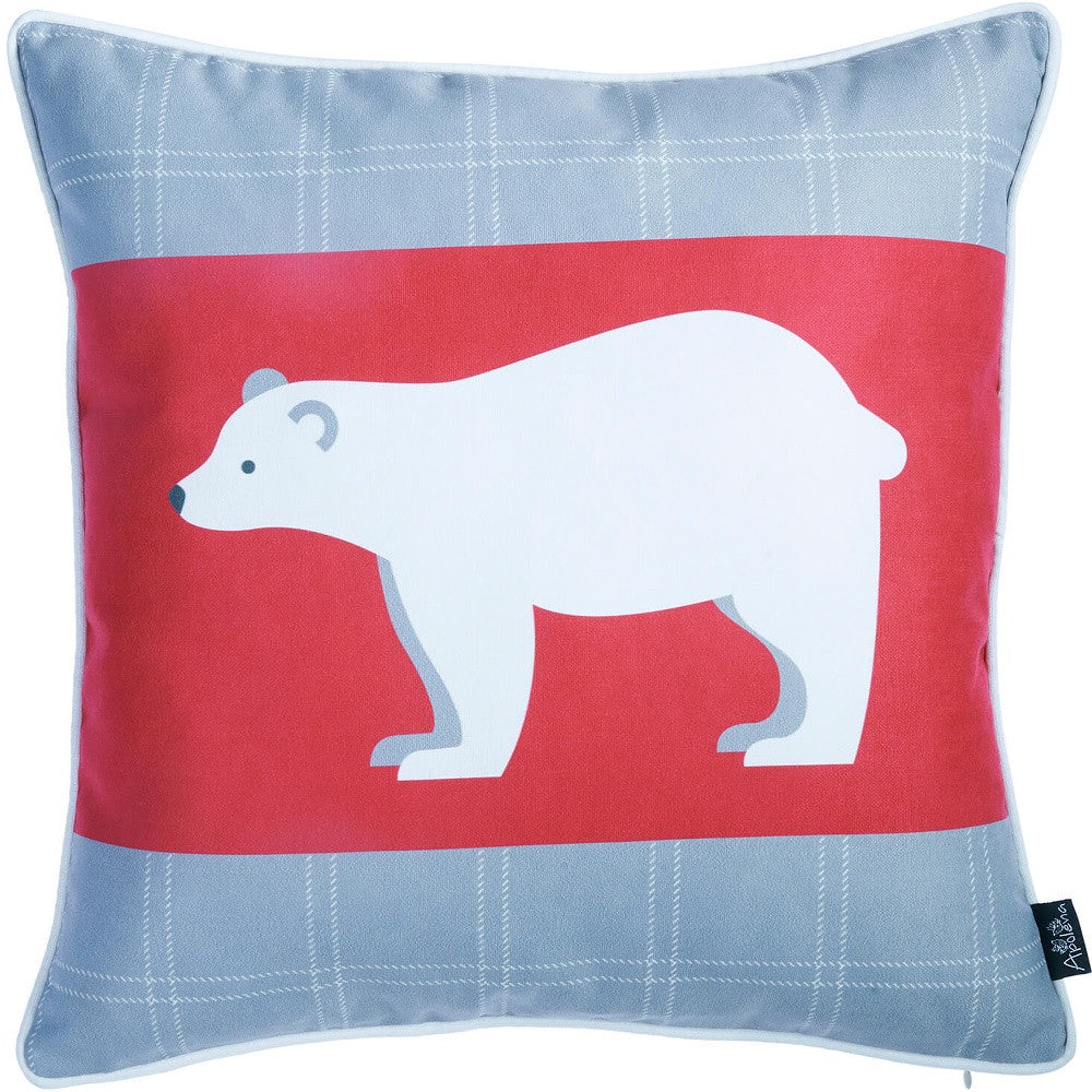 18"X18" Christmas Bear Printed Decorative Throw Pillow Cover
