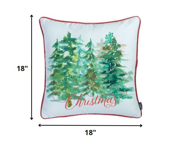 Christmas Tree Forrest Square Printed Decorative Throw Pillow Cover