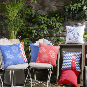 18"X18" Red Nautical Chevron Decorative Throw Pillow Cover Printed