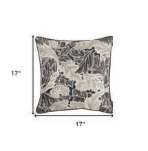 Brown Taupe White Jacquard Leaf Decorative Throw Pillow Cover