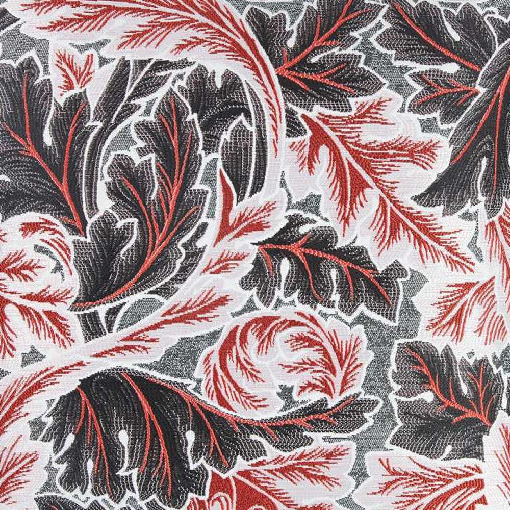 Black Red And White Jacquard Leaf Decorative Throw Pillow Cover