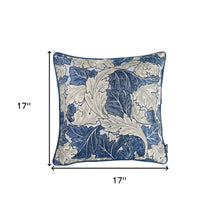Blue And Grey Jacquard Leaf Decorative Throw Pillow Cover