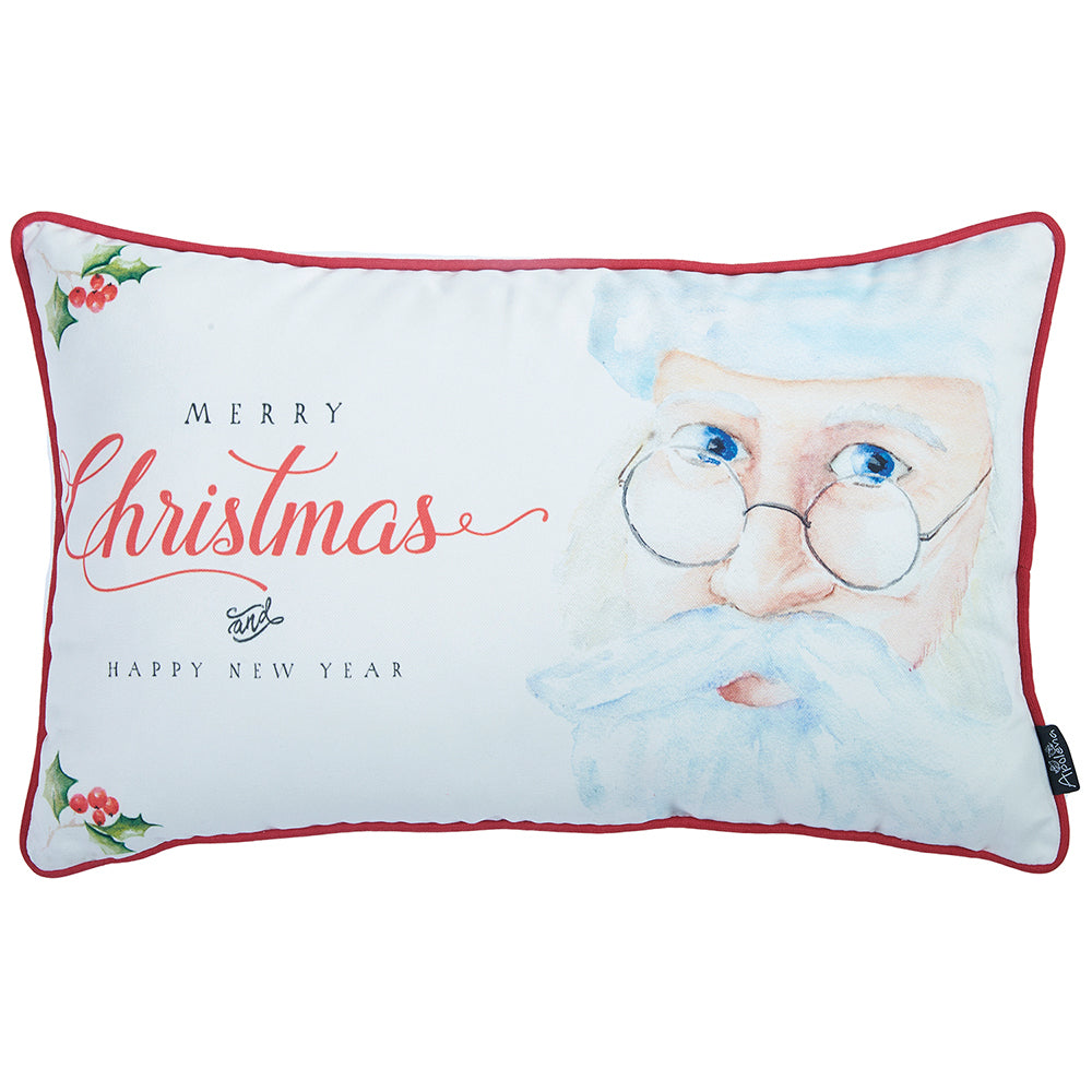 Merry Christmas Happy New Year Decorative Throw Pillow Cover