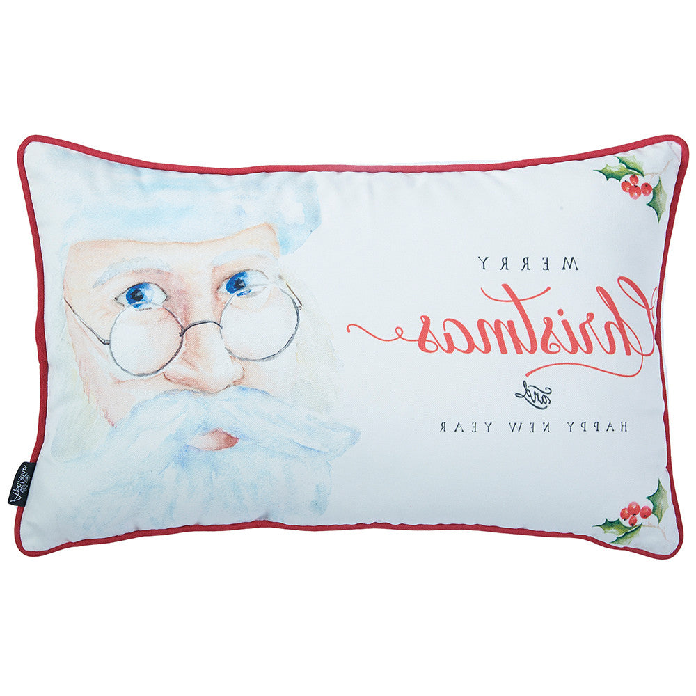 Merry Christmas Happy New Year Decorative Throw Pillow Cover