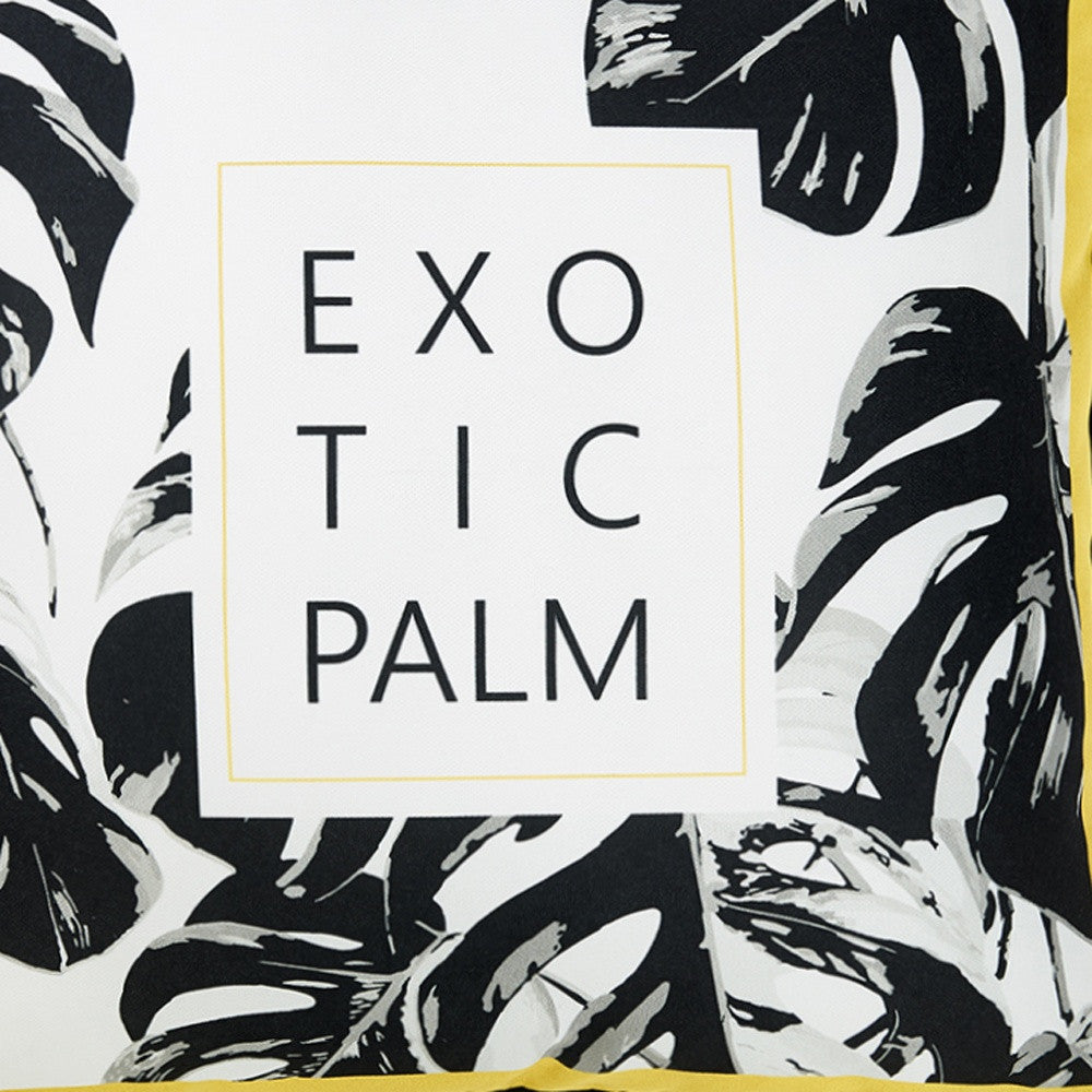 Exotic Palm Black White Yellow Decorative Throw Pillow Cover
