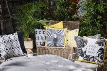 Exotic Palm Black White Yellow Decorative Throw Pillow Cover