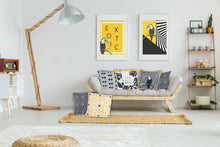 Exotic Palm Black White Yellow Decorative Throw Pillow Cover