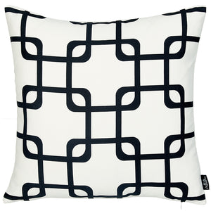 Black And White Geometric Squares Decorative Throw Pillow Cover