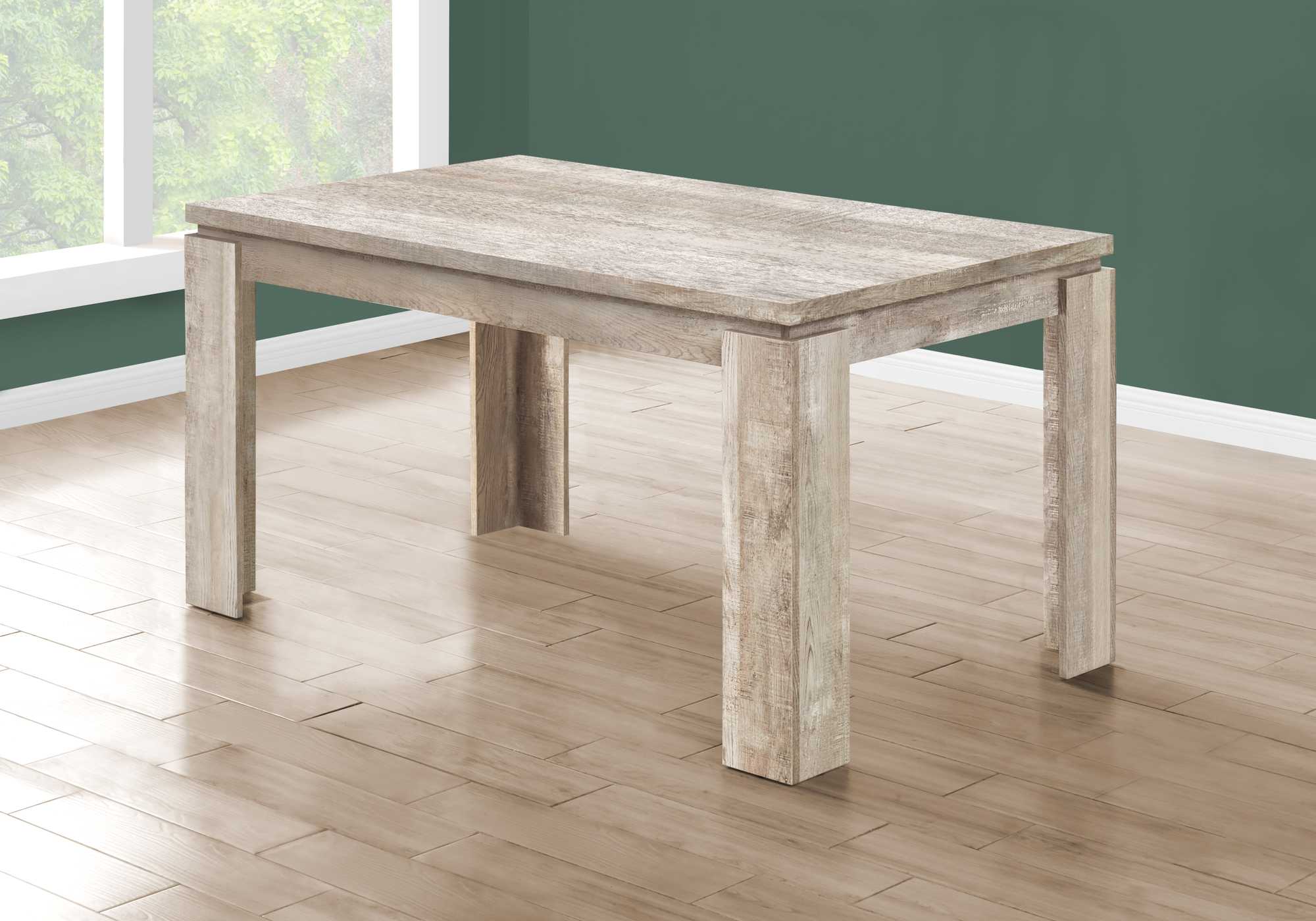 35.5" X 59" X 30.5" Taupe Reclaimed Wood Look  Dining Table