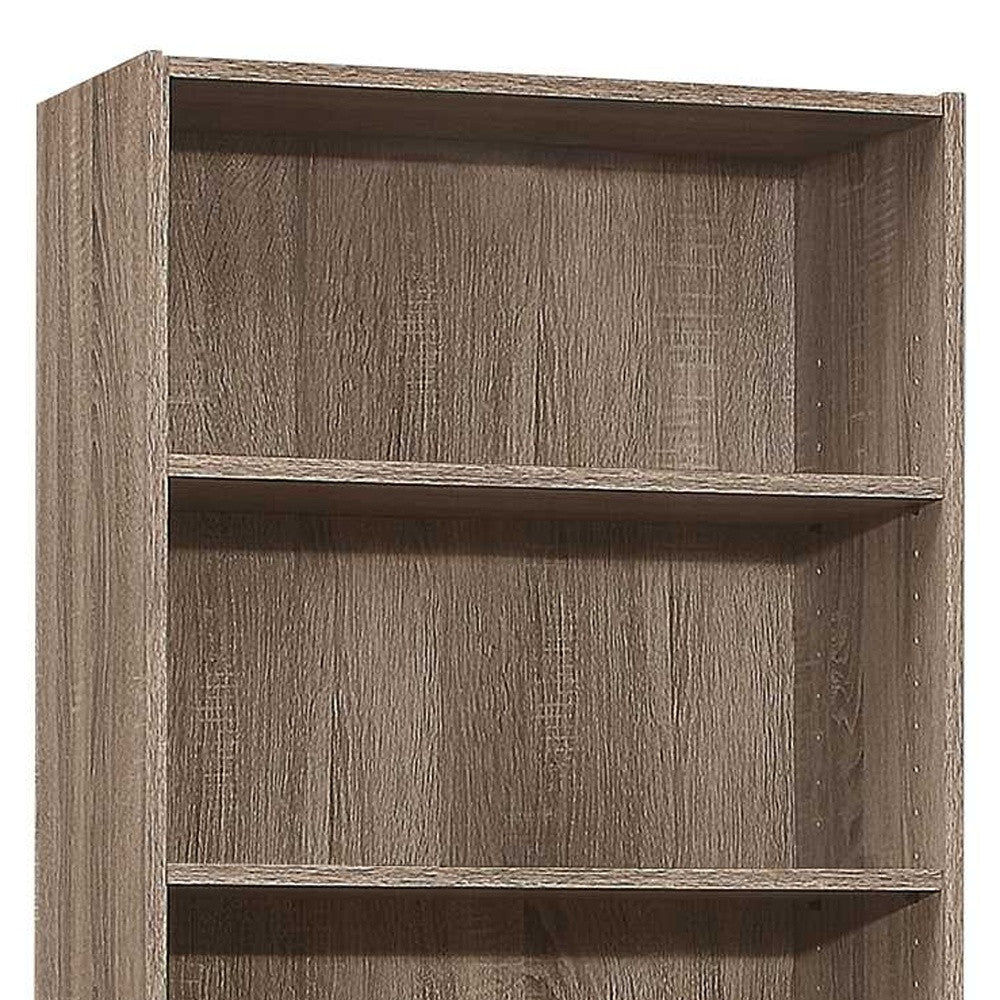 Five Shelf Dark Taupe Bookcase