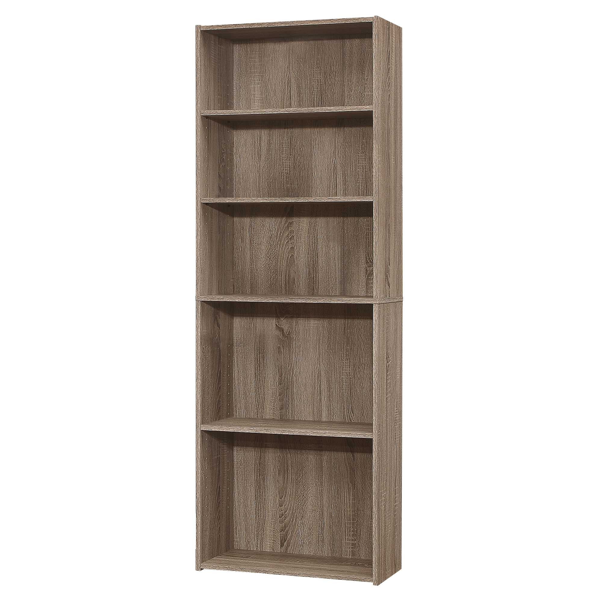 Five Shelf Dark Taupe Bookcase