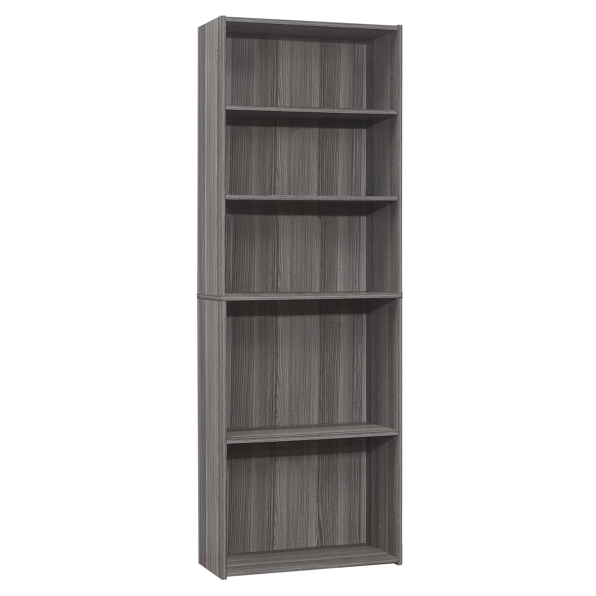 11.75" X 24.75" X 71.25" Grey 5 Shelves  Bookcase
