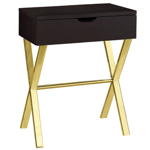 12" X 18.25" X 22.25" Cappuccinogold Metal Accent Table