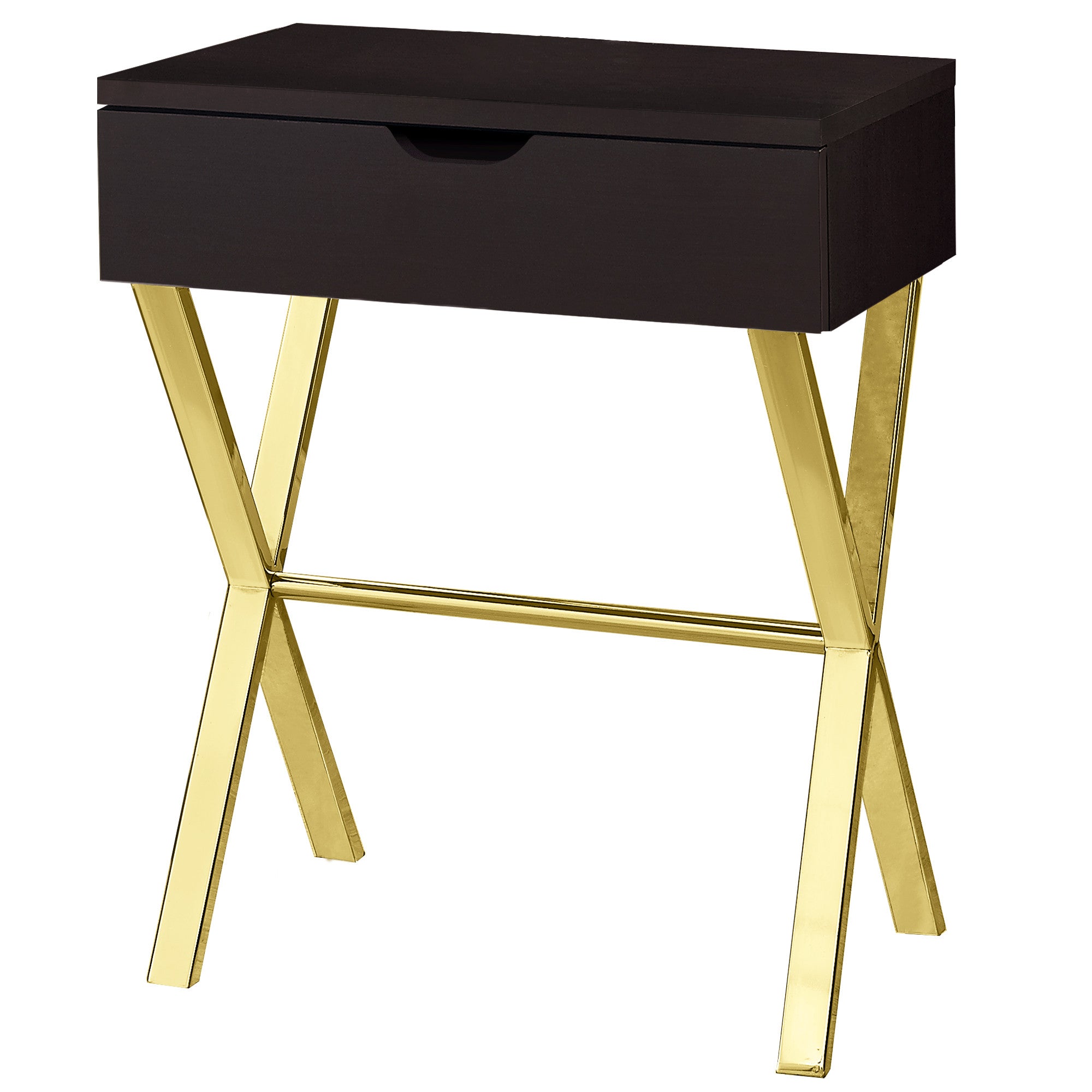 12" X 18.25" X 22.25" Cappuccinogold Metal Accent Table