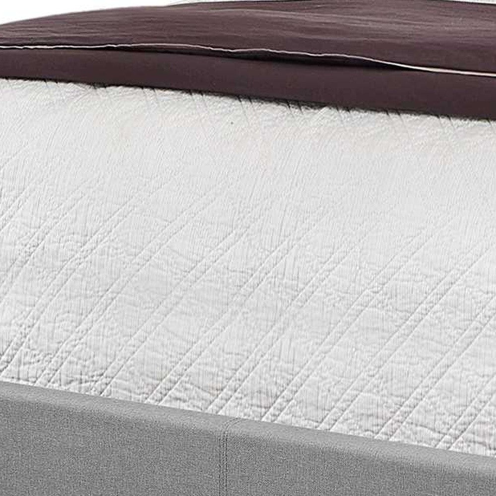 66.5" X 87.5" X 56.5" Grey Linen With Chrome Trim - Queen Size Bed