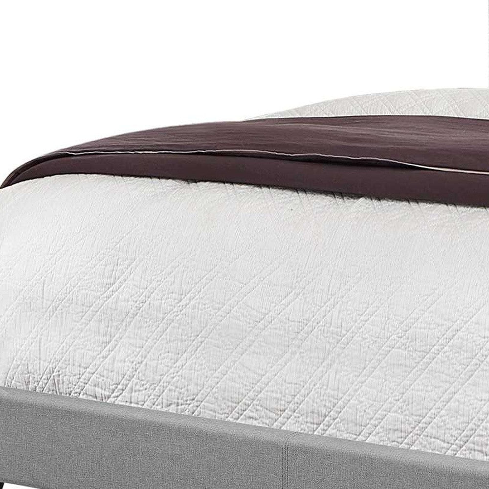 66.5" X 87.5" X 56.5" Grey Linen With Chrome Trim - Queen Size Bed