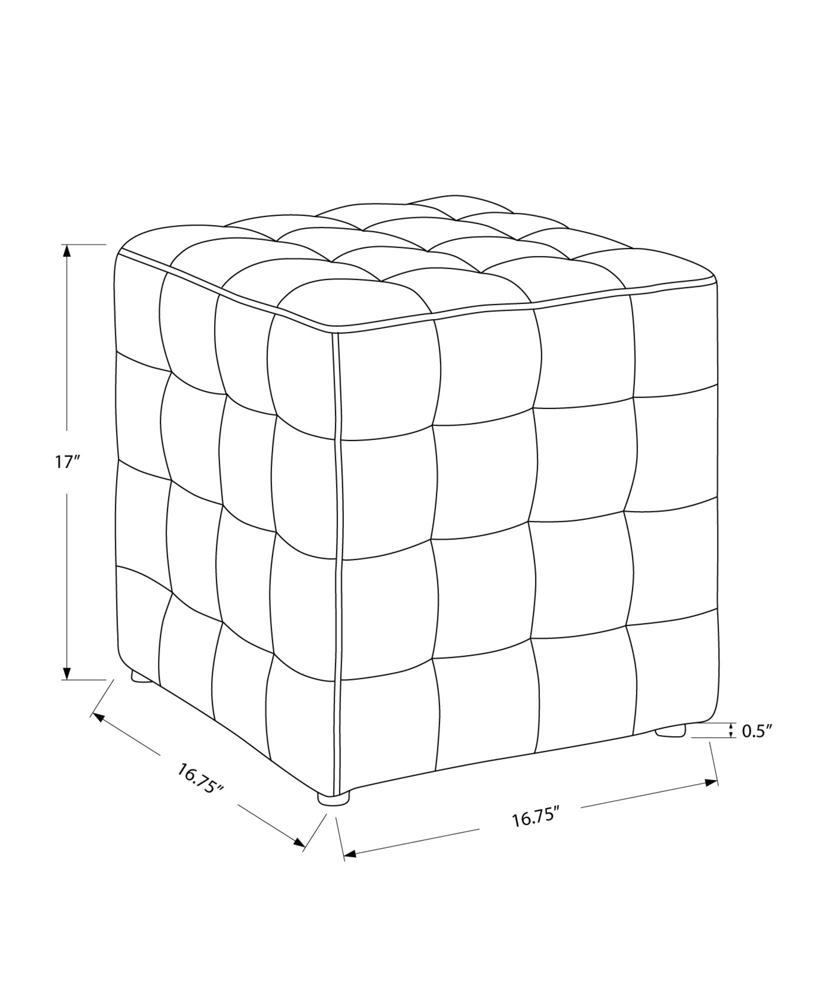 17 英寸淺藍色 100% 亞麻簇絨方格立方腳凳