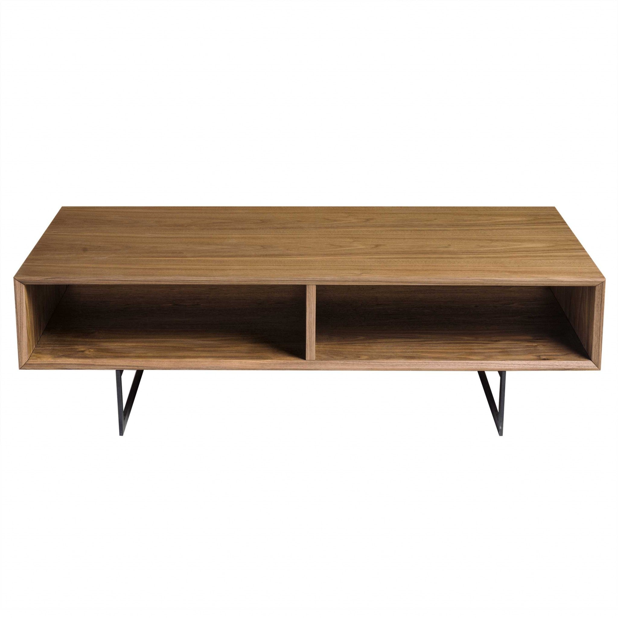 Mesa de centro rectangular de madera fabricada en nogal y negro de 47"