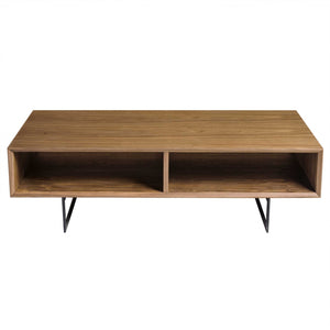 Mesa de centro rectangular de madera fabricada en nogal y negro de 47"