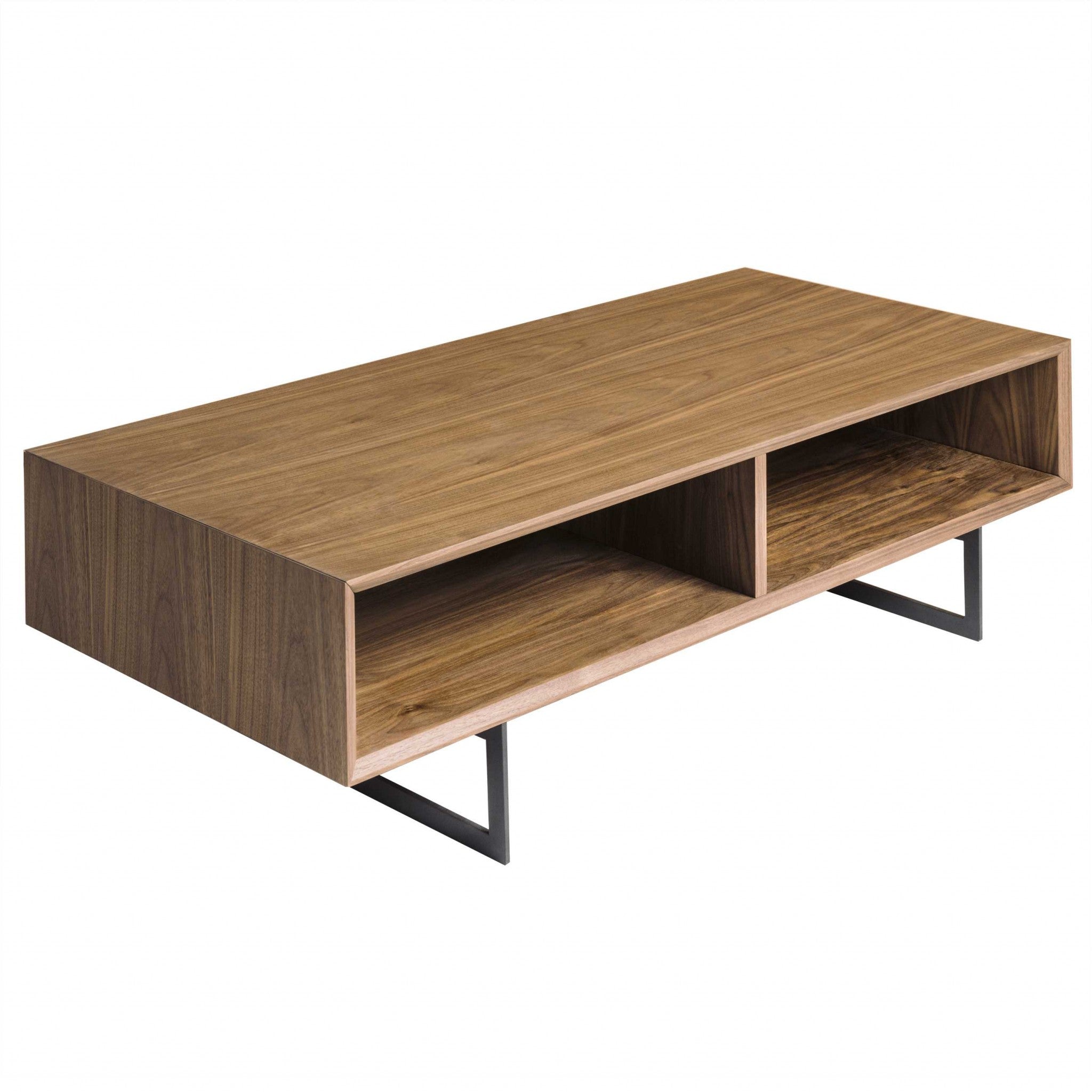 Mesa de centro rectangular de madera fabricada en nogal y negro de 47"