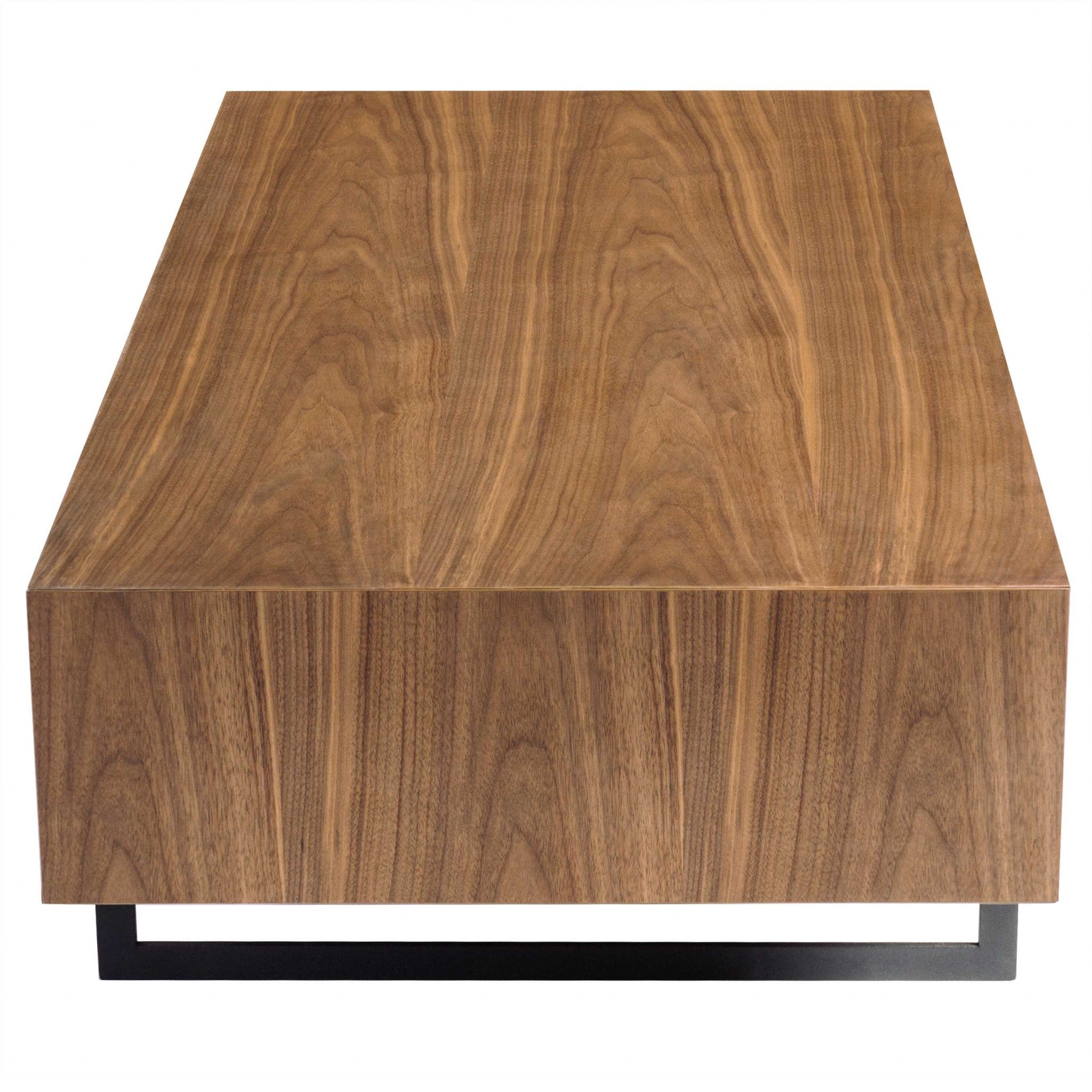 Mesa de centro rectangular de madera fabricada en nogal y negro de 47"