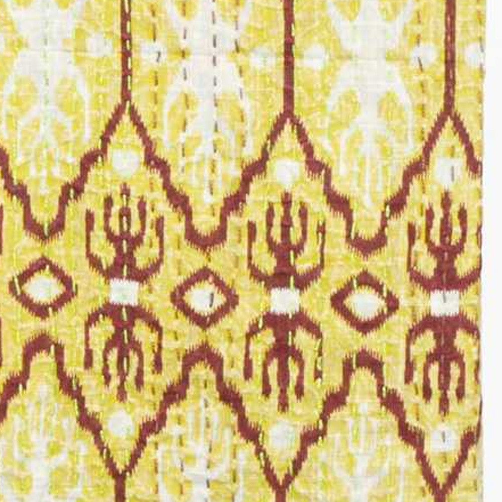 Yellow Cotton Ikat Reversable Throw