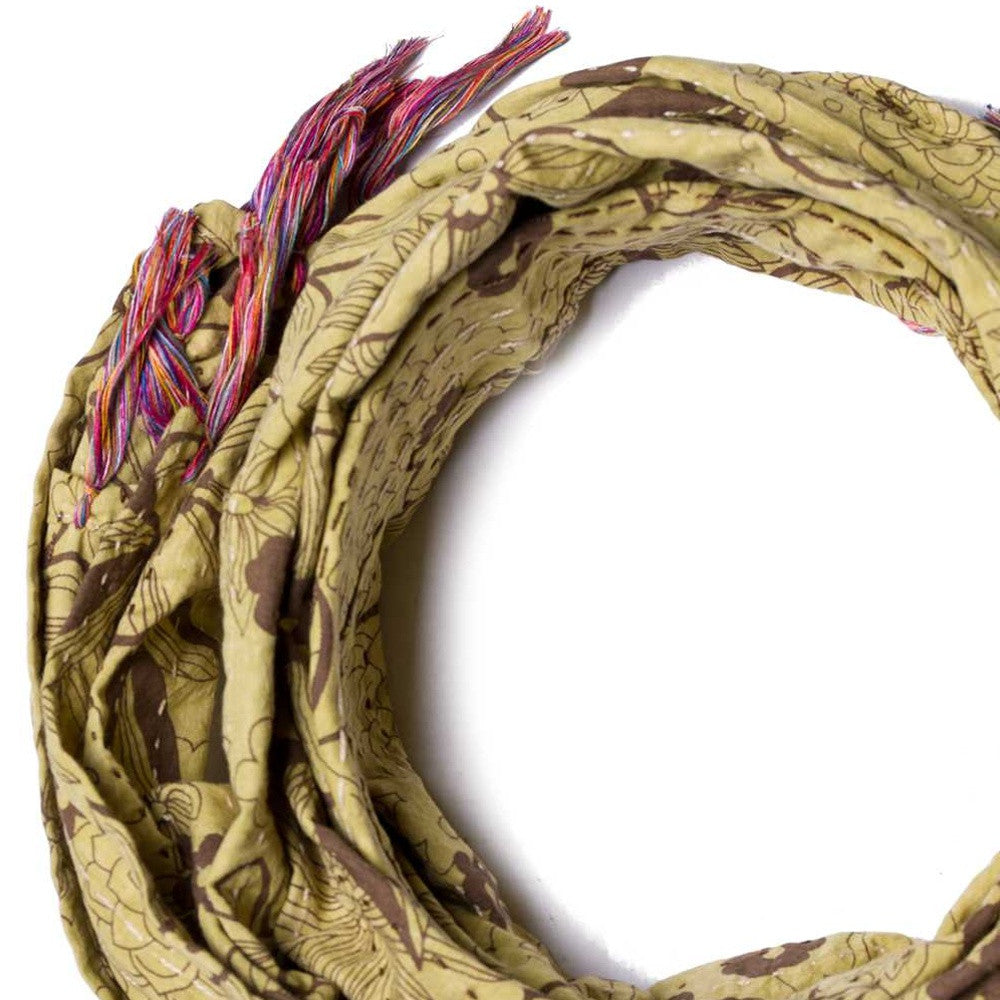 Green Cotton Floral Reversable Throw