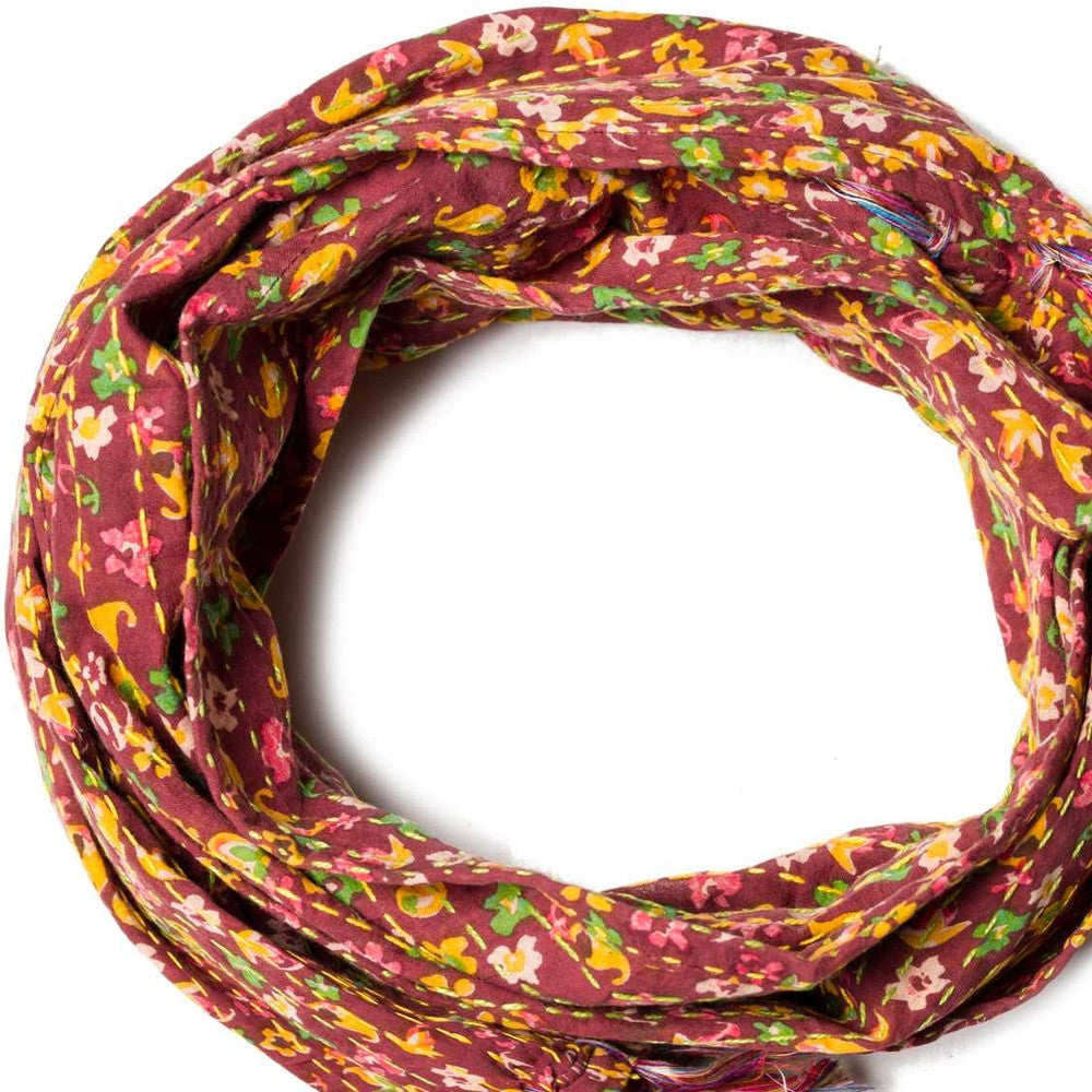 Red Cotton Floral Reversable Throw