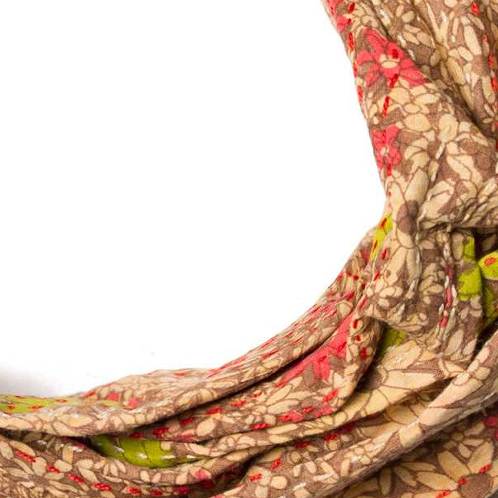 Brown Cotton Floral Reversable Throw