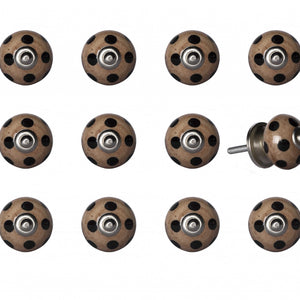 1.5" X 1.5" X 1.5" Ceramic Metal Brown Black 12 Pack Knob
