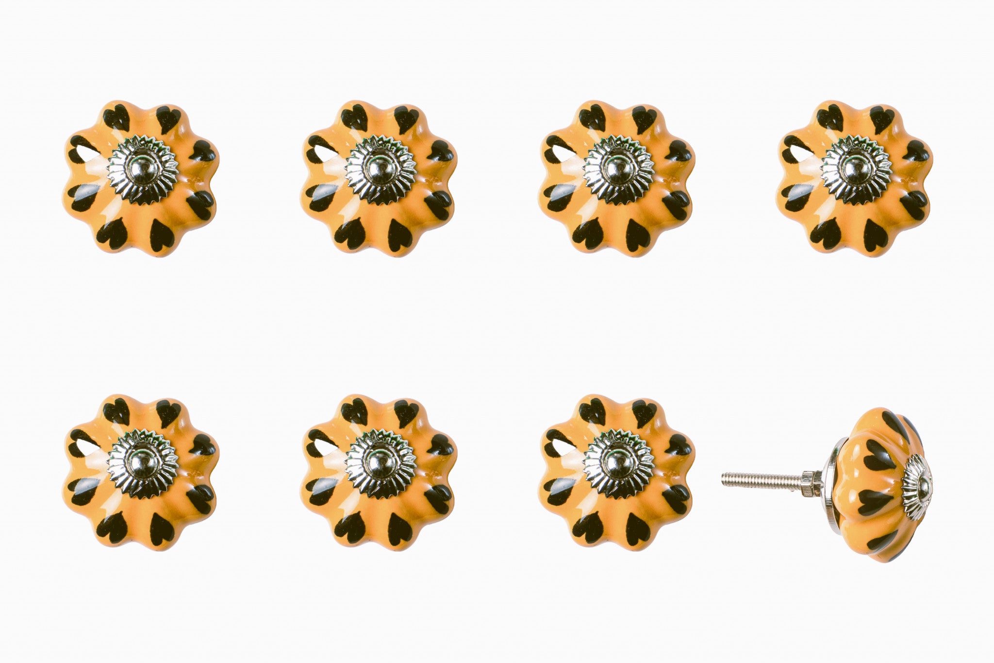 Ceramic Metal Yellow Green 8 Pack Knob - 1.5" x 1.5" x 1.5"