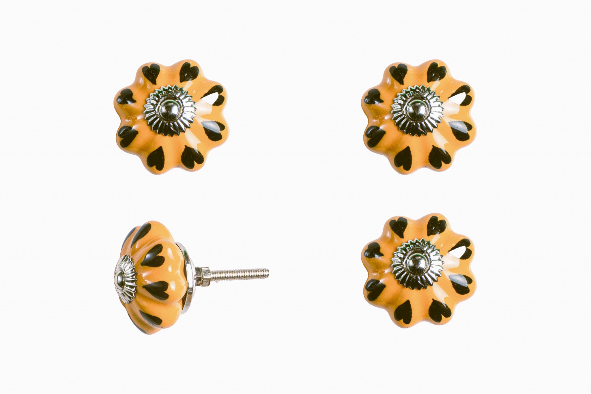 Ceramic Metal Yellow Green 8 Pack Knob - 1.5" x 1.5" x 1.5"